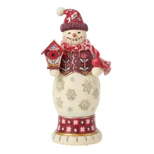 Snowman Nutcracker Red & Pink