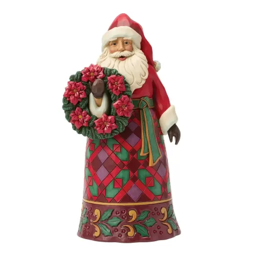 Santa with Wreath and Poinsettia